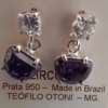 Brinco de Prata Zircônia Meia Lua Roxa