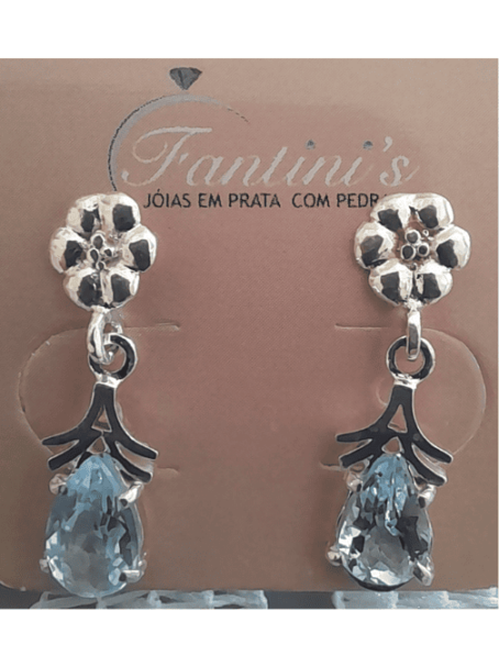 Brinco de Prata Topázio Azul Gota - Image 2